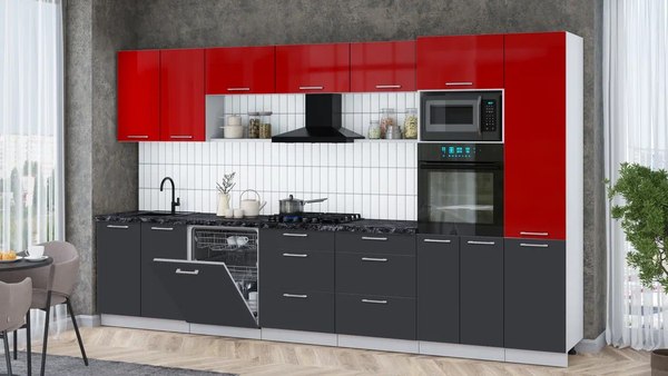 Кухонный гарнитур Интерлиния Мила Gloss 3.6-ПМ1