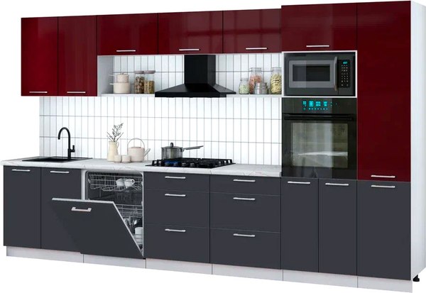 Кухонный гарнитур Интерлиния Мила Gloss 3.6-ПМ1 - фото