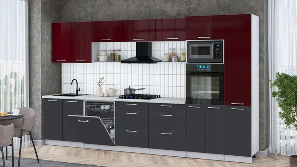 Кухонный гарнитур Интерлиния Мила Gloss 3.6-ПМ1