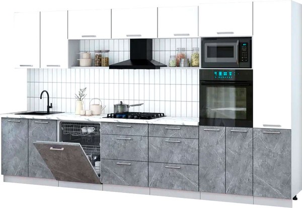 Кухонный гарнитур Интерлиния Мила Gloss 3.6-ПМ1 - фото