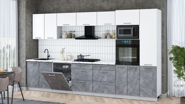 Кухонный гарнитур Интерлиния Мила Gloss 3.6-ПМ1