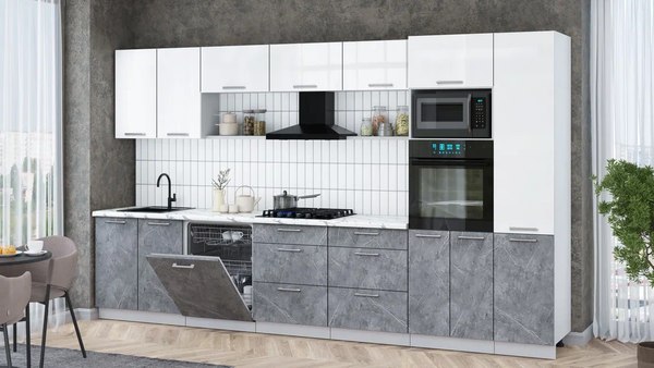 Кухонный гарнитур Интерлиния Мила Gloss 3.6-ПМ1