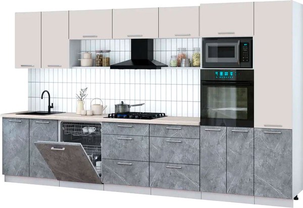 Кухонный гарнитур Интерлиния Мила Gloss 3.6-ПМ1 - фото