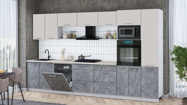 Кухонный гарнитур Интерлиния Мила Gloss 3.6-ПМ1