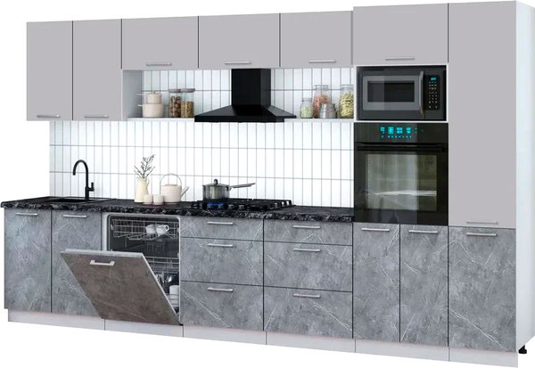 Кухонный гарнитур Интерлиния Мила Gloss 3.6-ПМ1 - фото