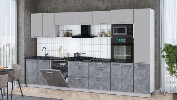 Кухонный гарнитур Интерлиния Мила Gloss 3.6-ПМ1