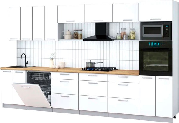 Кухонный гарнитур Интерлиния Мила Gloss 3.6-ПМ1-2 - фото