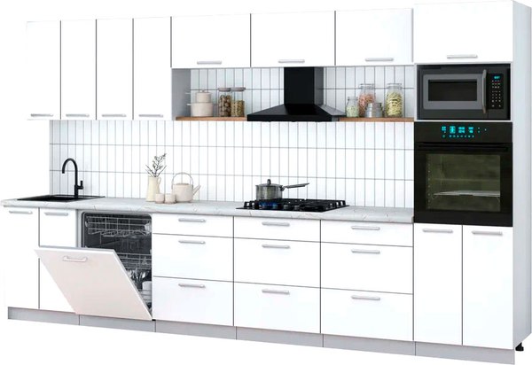 Кухонный гарнитур Интерлиния Мила Gloss 3.6-ПМ1-2 - фото