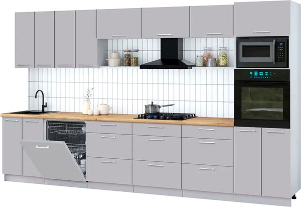 Кухонный гарнитур Интерлиния Мила Gloss 3.6-ПМ1-2 - фото