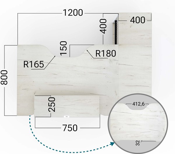 Компьютерный стол Millwood Каир угловой 160х120х93.05