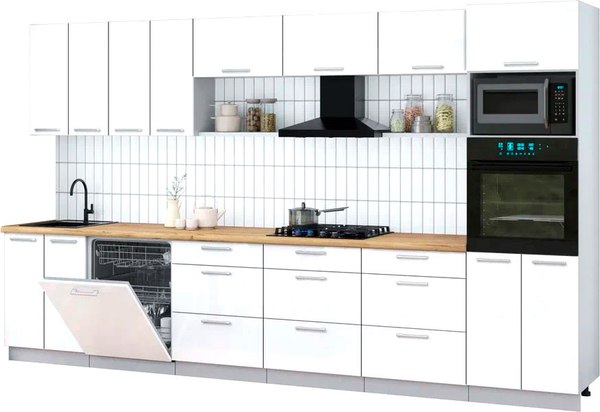 Кухонный гарнитур Интерлиния Мила Gloss 3.6-ПМ1-2 - фото