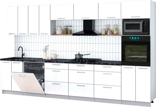 Кухонный гарнитур Интерлиния Мила Gloss 3.6-ПМ1-2 - фото