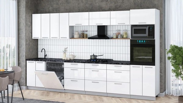 Кухонный гарнитур Интерлиния Мила Gloss 3.6-ПМ1-2