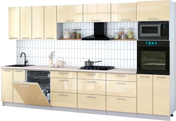 Кухонный гарнитур Интерлиния Мила Gloss 3.6-ПМ1-2 - фото