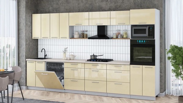 Кухонный гарнитур Интерлиния Мила Gloss 3.6-ПМ1-2