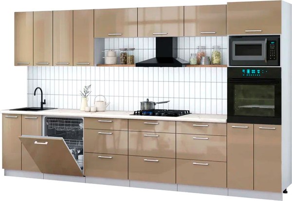 Кухонный гарнитур Интерлиния Мила Gloss 3.6-ПМ1-2 - фото