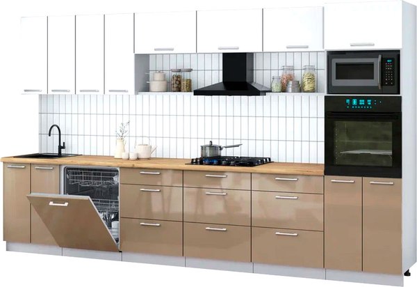 Кухонный гарнитур Интерлиния Мила Gloss 3.6-ПМ1-2 - фото