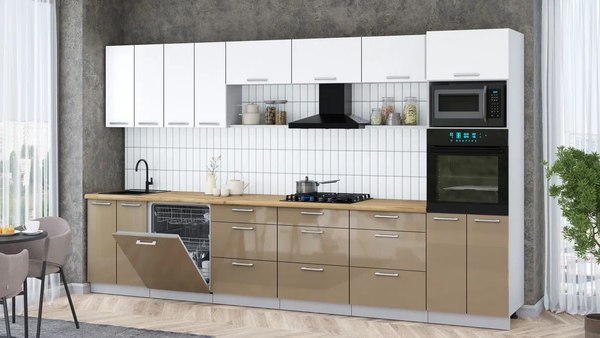 Кухонный гарнитур Интерлиния Мила Gloss 3.6-ПМ1-2