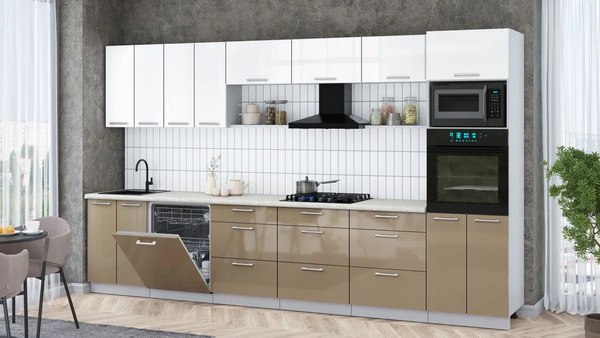 Кухонный гарнитур Интерлиния Мила Gloss 3.6-ПМ1-2