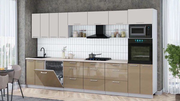 Кухонный гарнитур Интерлиния Мила Gloss 3.6-ПМ1-2