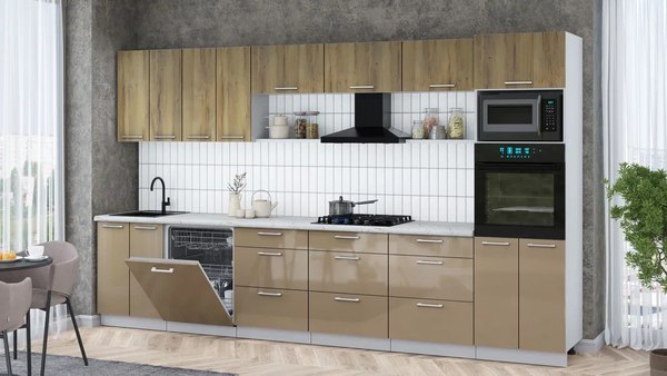 Кухонный гарнитур Интерлиния Мила Gloss 3.6-ПМ1-2