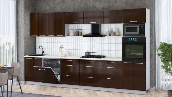 Кухонный гарнитур Интерлиния Мила Gloss 3.6-ПМ1-2