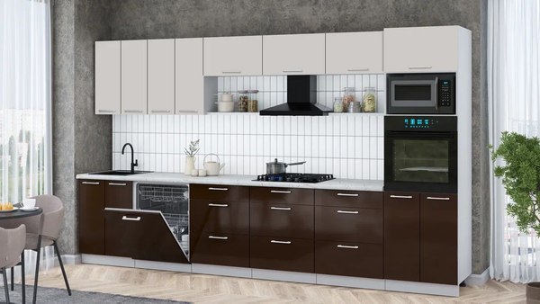 Кухонный гарнитур Интерлиния Мила Gloss 3.6-ПМ1-2