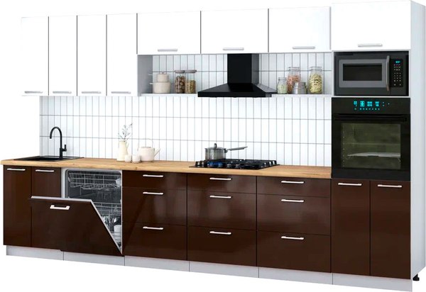 Кухонный гарнитур Интерлиния Мила Gloss 3.6-ПМ1-2 - фото