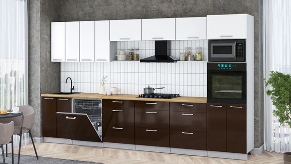 Кухонный гарнитур Интерлиния Мила Gloss 3.6-ПМ1-2