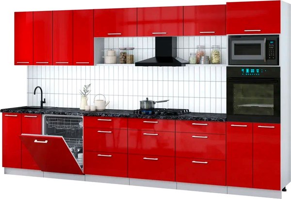 Кухонный гарнитур Интерлиния Мила Gloss 3.6-ПМ1-2 - фото