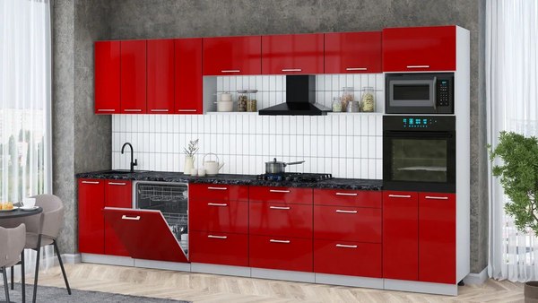 Кухонный гарнитур Интерлиния Мила Gloss 3.6-ПМ1-2