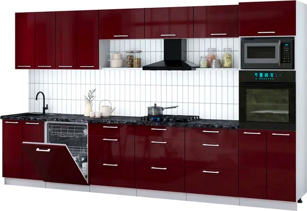 Кухонный гарнитур Интерлиния Мила Gloss 3.6-ПМ1-2 - фото