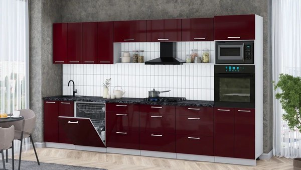 Кухонный гарнитур Интерлиния Мила Gloss 3.6-ПМ1-2