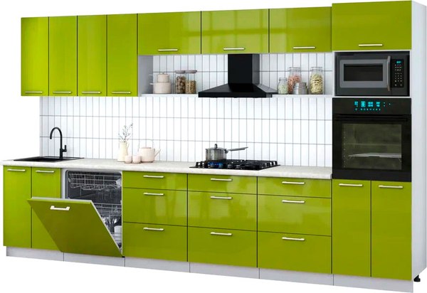 Кухонный гарнитур Интерлиния Мила Gloss 3.6-ПМ1-2 - фото