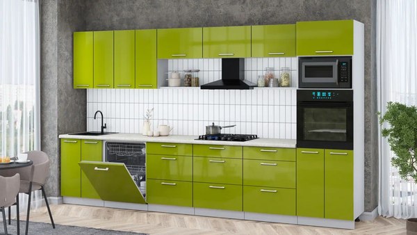 Кухонный гарнитур Интерлиния Мила Gloss 3.6-ПМ1-2