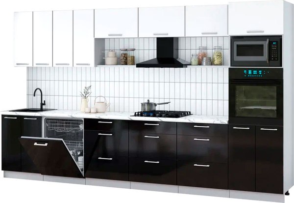 Кухонный гарнитур Интерлиния Мила Gloss 3.6-ПМ1-2 - фото