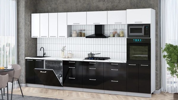 Кухонный гарнитур Интерлиния Мила Gloss 3.6-ПМ1-2