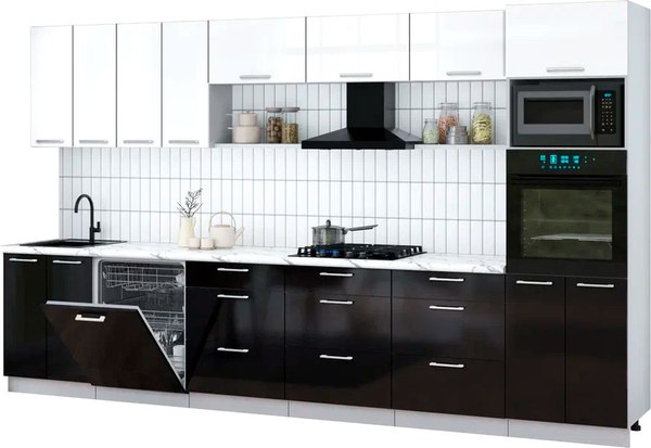 Кухонный гарнитур Интерлиния Мила Gloss 3.6-ПМ1-2 - фото