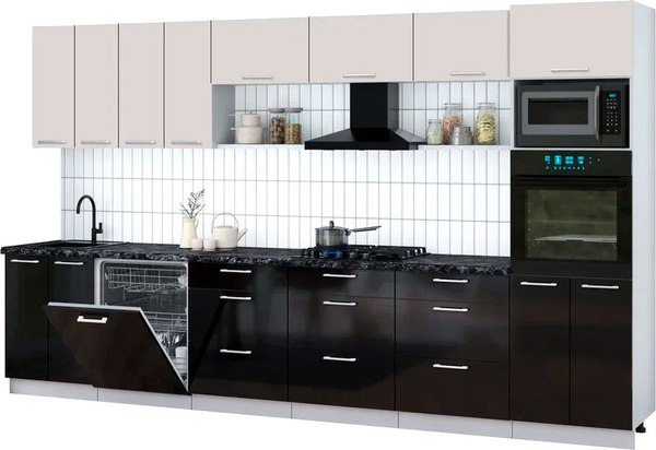 Кухонный гарнитур Интерлиния Мила Gloss 3.6-ПМ1-2 - фото