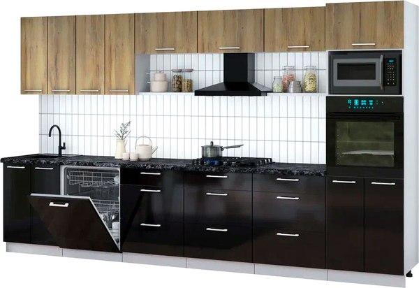 Кухонный гарнитур Интерлиния Мила Gloss 3.6-ПМ1-2 - фото