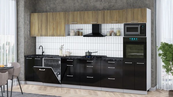 Кухонный гарнитур Интерлиния Мила Gloss 3.6-ПМ1-2