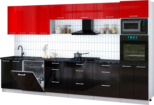 Кухонный гарнитур Интерлиния Мила Gloss 3.6-ПМ1-2 - фото