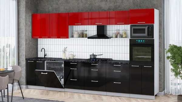 Кухонный гарнитур Интерлиния Мила Gloss 3.6-ПМ1-2