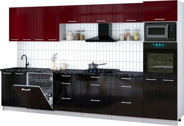 Кухонный гарнитур Интерлиния Мила Gloss 3.6-ПМ1-2 - фото