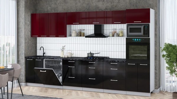 Кухонный гарнитур Интерлиния Мила Gloss 3.6-ПМ1-2