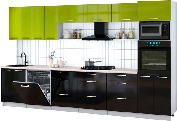 Кухонный гарнитур Интерлиния Мила Gloss 3.6-ПМ1-2 - фото