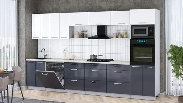 Кухонный гарнитур Интерлиния Мила Gloss 3.6-ПМ1-2