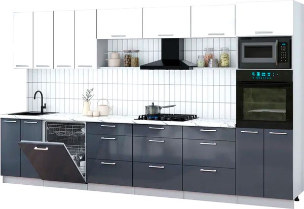 Кухонный гарнитур Интерлиния Мила Gloss 3.6-ПМ1-2 - фото