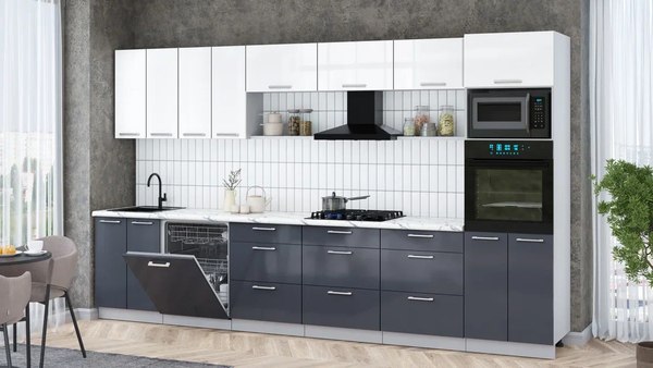 Кухонный гарнитур Интерлиния Мила Gloss 3.6-ПМ1-2