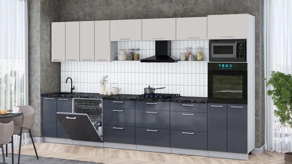 Кухонный гарнитур Интерлиния Мила Gloss 3.6-ПМ1-2